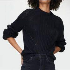 Aritzia Wilfred Saba Mohair / Alpaca Blend Pointelle Sweater Black Size Small